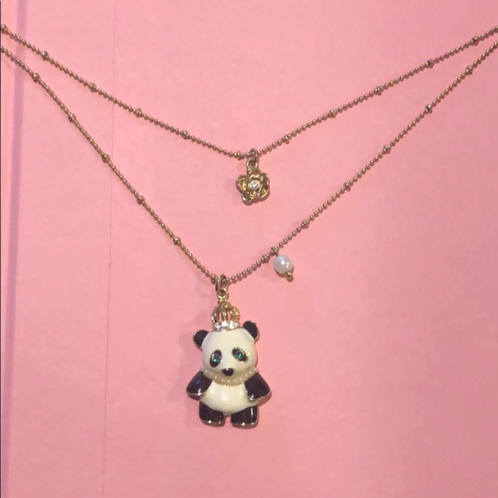 Betsey Johnson layered panda necklace